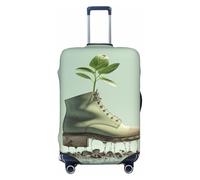 LHCVSFGW Reisegepäckabdeckung, Schuhe und grüne Knospen, Koffer-Schutz, elastisch, waschbar, kratzfest, Gepäckabdeckung, dicker Gepäckschutz, passend für 45,7 - 81,3 cm Gepäck, Schwarz , M