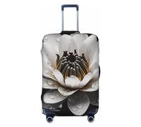 LHCVSFGW Reisegepäckabdeckung, schwarz und weiß, Wasserlilie, Koffer-Schutz, elastisch, waschbar, kratzfest, Gepäckabdeckung, dicker Gepäckschutz, passend für 45,7 - 81,3 cm Gepäck, Schwarz , L