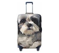 LHCVSFGW Reisegepäckabdeckung, Shih Tzu Koffer-Schutz, elastisch, waschbar, kratzfest, Gepäckabdeckung, dicker Gepäckschutz, passend für 45,7 - 81,3 cm Gepäck, Schwarz , M
