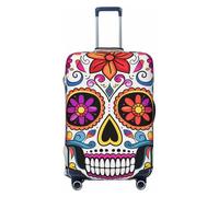 LHCVSFGW Reisegepäckabdeckung, Totenkopf-Koffer-Schutz, elastisch, waschbar, kratzfest, Gepäckabdeckung, dicker Gepäckschutz, passend für 45,7 - 81,3 cm Gepäck, Schwarz , S