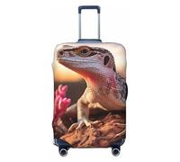 LHCVSFGW Reisegepäckabdeckung, weiße Eidechse, Koffer-Schutz, elastisch, waschbar, kratzfest, Gepäckabdeckung, dicker Gepäckschutz, passend für 45,7 - 81,3 cm Gepäck, Schwarz , M