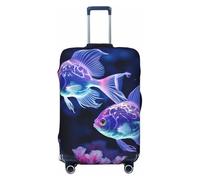 LHCVSFGW Reisegepäckabdeckung, zwei blaue Fische, Koffer-Schutz, elastisch, waschbar, kratzfest, Gepäckabdeckung, dicker Gepäckschutz, passend für 45,7 - 81,3 cm Gepäck, Schwarz , M
