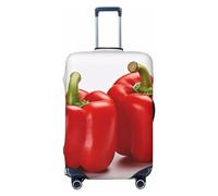 LHCVSFGW Reisegepäckabdeckung, zwei rote Paprika, Koffer-Schutz, elastisch, waschbar, kratzfest, Gepäckabdeckung, dicker Gepäckschutz, passend für 45,7 - 81,3 cm Gepäck, Schwarz , S
