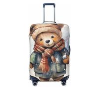 LHCVSFGW Reisegepäckhülle Bär mit Schal, Koffer-Schutz, elastisch, waschbar, kratzfest, Gepäckabdeckung, Kofferabdeckung, dicker Gepäckschutz, passend für 45,7 - 81,3 cm Gepäck, Schwarz , XL