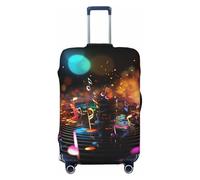 LHCVSFGW Reisegepäckhülle, bunte Musiknoten, Koffer-Schutz, elastisch, waschbar, kratzfest, Gepäckabdeckung, Kofferabdeckung, dicker Gepäckschutz, passend für 45,7 - 81,3 cm Gepäck, Schwarz , M