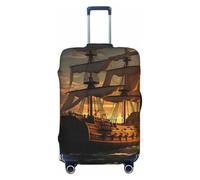LHCVSFGW Reisegepäckhülle, Fantasie-Piratenschiff, Koffer-Schutz, elastisch, waschbar, kratzfest, Gepäckabdeckung, dicker Gepäckschutz, passend für 45,7 - 81,3 cm Gepäck, Schwarz , L
