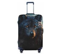 LHCVSFGW Reisegepäckhülle, Fantasy-Wolf, elastisch, waschbar, kratzfest, Gepäckabdeckung, dicker Gepäckschutz, passend für 45,7 - 81,3 cm Gepäck, Schwarz , S