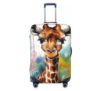LHCVSFGW Reisegepäckhülle, niedliche Giraffe, Aquarell-Koffer-Schutz, elastisch, waschbar, kratzfest, Gepäckabdeckung, dicker Gepäckschutz, passend für Gepäck von 45,7 - 81,3 cm, Schwarz , S