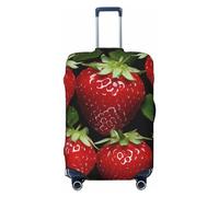 LHCVSFGW Reisegepäckhülle, rot, Erdbeer-Koffer-Schutz, elastisch, waschbar, kratzfest, Gepäckabdeckung, dicker Gepäckschutz, passend für 45,7 - 81,3 cm Gepäck, Schwarz , M