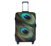 LHCVSFGW Reisegepäckhülle, schöne Pfauenfedern, Koffer-Schutz, elastisch, waschbar, kratzfest, Gepäckabdeckung, dicker Gepäckschutz, passend für 45,7 - 81,3 cm Gepäck, Schwarz , L