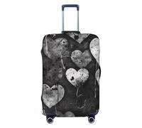 LHCVSFGW Reisegepäckhülle, schwarz und weiß, Herzform, elastisch, waschbar, kratzfest, Gepäckabdeckung, Kofferabdeckung, dicker Gepäckschutz, passend für 45,7 - 81,3 cm Gepäck, Schwarz , S