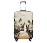 LHCVSFGW Reisegepäckhülle, zwei Nashörner, elastisch, waschbar, kratzfest, Gepäckabdeckung, dicker Gepäckschutz, passend für 45,7 - 81,3 cm Gepäck, Schwarz , L