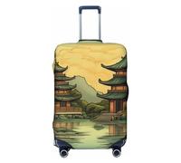 LHCVSFGW Reisegepäckhülle, zwei Pagoden auf dem See, Koffer-Schutz, elastisch, waschbar, kratzfest, Gepäckabdeckung, dicker Gepäckschutz, passend für 45,7 - 81,3 cm Gepäck, Schwarz , S