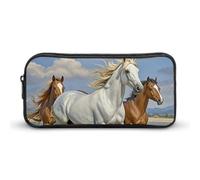 LHDGSJE Federmäppchen mit Pferde-Motiv, leichtes Federmäppchen, großes Fassungsvermögen, Bürobedarf-Organizer, weiß, 22*12*5cm, Federmäppchen