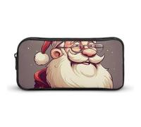 LHDGSJE Federmäppchen mit Weihnachtsmann mit Brille, leichtes Federmäppchen, großes Fassungsvermögen, Bürobedarf-Organizer, weiß, 22*12*5cm, Federmäppchen