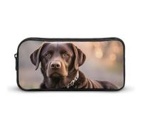 LHDGSJE Federmäppchen, Motiv: Labrador Retriever, leichtes Federmäppchen, großes Fassungsvermögen, Bürobedarf-Organizer, Braun, weiß, 22*12*5cm, Federmäppchen