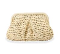 LHHMZ Stroh Clutch Geldbörse für Damen Strohknödel Clutch Gewebter Strohsack Sommer Strandtasche Stroh Schulter Handtasche