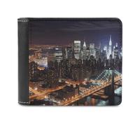 LHOKDR Tragbarer Kartenhalter, Motiv: New York Night bedruckte multifunktionale Geldbörse, einfache Reisebrieftasche, Unisex, schwarz, Einheitsgröße, modern, Schwarz , Einheitsgröße, Zeitgenössisch