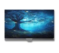 LHOKDR Visitenkartenhalter, Metalltasche, Halter für Damen und Herren, Kreditkartenetui, Mystical Fantasy, Blau, Naturdruck, Kartenetui für Visitenkarten, Mystical Fantasy Blue Nature, Einheitsgröße