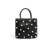 LHSJYG Damen Pearl Clutch Handgefertigte kleine Clutch-Taschen mit Perlen- und Blumenmuster langer Kette, Umhängetasche, schicke Damenhandtasche(Pearl G)