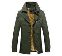 LHSJYG Windbreaker Herren Einfarbige Plus Size Casual Business Midi Mantel Reversjacke(Green,AS(4XL)-(EU) XL)