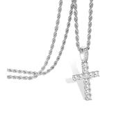 liameya Kreuz Kette, Anhänger Halskette mit Kreuz für Herren Silberkette Männer Iced Out Ketten Kreuzkette Hip Hop Schmuck Personalisierter Ostern Geschenk