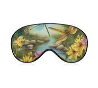 Libelle Garten Frühling Augenmaske, Seite Schlafmaske Licht Augenbinde Schlafmaske Nasenpolster und Gummiband für Kinder Frauen Männer