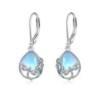 Libellen Ohrringe Sterling Silber Mondstein Libellen Tropfen Hängend Libellen Schmuck Geschenke für Damen und Mädchen