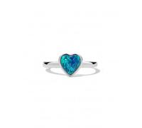 Liberty Angels Australischer Opal-Herzring für Damen & Mädchen - Handgefertigt aus 925 Sterling Silber mit 18K Weißgold-Beschichtung - Echtes Edelstein-Schmuckgeschenk für täglichen Gebrauch