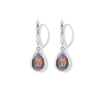 Liberty Angels - echte Australische Opal Ohrringe - anlauffeste Opalohrringe für Damen aus 925 Sterling Silber mit 18K Weißgold Beschichtung - Opalschmuck - echter Edelstein (Rot)