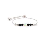 Liberty Angels Schwarzer Turmalin Armband - Natursteinarmband aus 925er Silber & Opal - Perlenarmband Damen & Herren Edelsteinarmband - Armband mit Silberzug