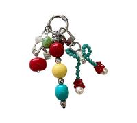 LIbgiubhy Moderner Schlüsselanhänger mit Schleife aus Legierung und robusten Acrylperlen, praktisch für Damenhandtaschen, Telefonzubehör, trendiger Schlüsselanhänger mit Schleife