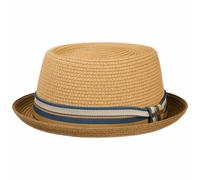Stetson Pork Pie Strohhut bunte Ripsgarnitur UV 40+ 59/L, Braun gemustert
