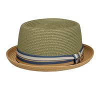Stetson Licano Pork Pie Strohhut UV-Schutz 40 Damen und Herren Frühling Sommer Khaki M (56-57 cm)