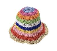 LICHENGTAI Damen Sonnenhut Fischerhut Atmungsaktiv Sommerhut Anti-UV Elegant Strandhut Boho Regenbogen Sonnenhüte Outdoor Hut Strohhut für Urlaub und Strand