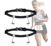 LICHUANUK Startnummernband [2 Stück] Running Belt Laufgürtel Nummerngurt elastisch Startnummergürtel mit verschiebbaren Kordellaschen Start-Nummern-Gurt