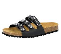 Lico Damen Bioline Flower Pantoletten, Schwarz Silber, 41 EU