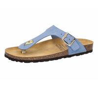 Lico Damen Bioline Trend Leather Pantoletten Zehentrenner, Blau, 37 EU