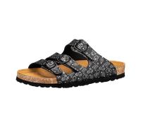 Lico Damen Pantoletten flach schwarz/silber für Damen, schwarz, Größe 38 EU