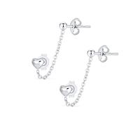 Liebe Doppelt Durchbohrte Mini Herz Knorpel Ohrläppchen Helix Kette & Kugel Ohrstecker Für Frauen .925 Sterlingsilber