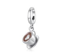 Liebes Herz Kaffeetassen Anhänger Charms 925 Sterling Silber Perle passt für Pandora Armband und Halskette für Frauen (Kaffeetassen Anhänger)