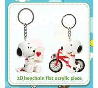 Liebesbrief & Fahrrad Snoopy 2er Schlüsselanhänger Set, süßer Herz-Umschlag & Vintage rotes Fahrrad Snoopy Schlüsselanhänger, Rucksack Tasche Ornament