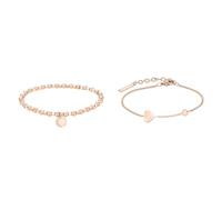 Liebeskind Beads-Armband LJ-0597-B-17 IP Roségold & LJ-0511-B-20 Damen Armband Herz Edelstahl Rose 20 cm