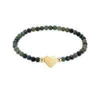 LIEBESKIND BERLIN Broken Heart Beads Bracelet - Elegantes Armband aus poliertem Edelstahl - grün - mit Zugband verstellbar bis 17cm - wasserfest & hautfreundlich