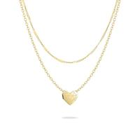LIEBESKIND BERLIN Broken Heart Layering Necklace - Elegante Halskette aus poliertem Edelstahl - gold - Ankerkette verstellbar bis 46cm - wasserfest & hautfreundlich