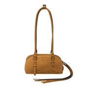 Geräumige Schultertasche in Velourslederoptik gelb
