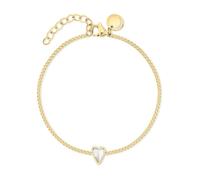LIEBESKIND BERLIN Damen Armband aus Edelstahl mit kleinem Herzmotiv | Herz Anhänger - Verstellbar bis 20cm - Wasserfest - Hautfreundlich