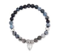 LIEBESKIND BERLIN Damen Beads Armband mit Herz Anhänger | Armband aus Halbedelsteine - Herz Anhänger - elastisches Band - Wasserfest - Hautfreundlich