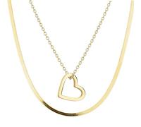 LIEBESKIND BERLIN Halsketten-Set - Zwei elegante Halsketten aus poliertem Edelstahl - IP Gold - Gliederkette verstellbar bis 45 cm - wasserfest & hautfreundlich