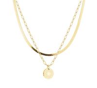 LIEBESKIND BERLIN Halsketten-Set - Zwei elegante Halsketten aus poliertem Edelstahl - IP Gold - Schlangenkette verstellbar bis 45 cm - wasserfest & hautfreundlich